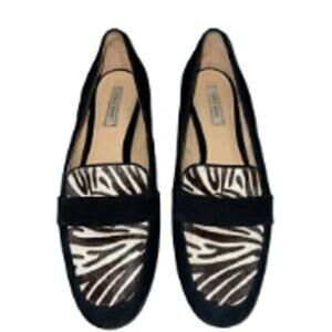 Cole Haan Dakota Zebra Calf Hair Loafers Suede Black White Women's Size 7 1/2B